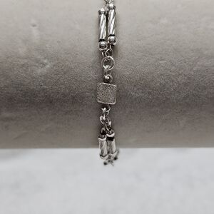 Italy 925 Silver Bead Station Bracelet Vintage
